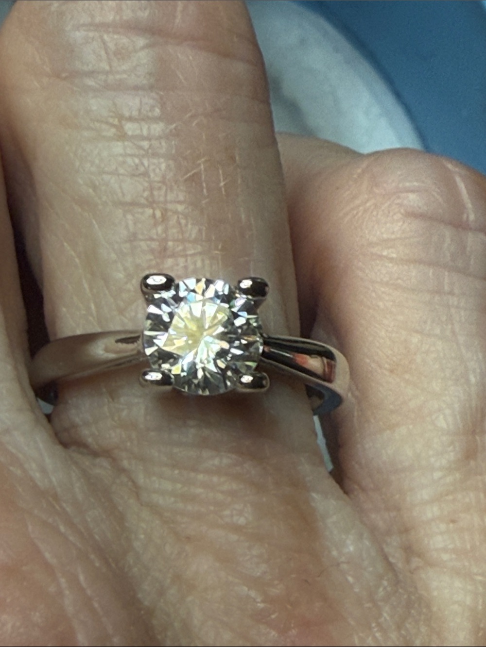 GRA CERTIFIED Solitaire Moissanite Diamond Engagement Ring 925 Sterling Silver